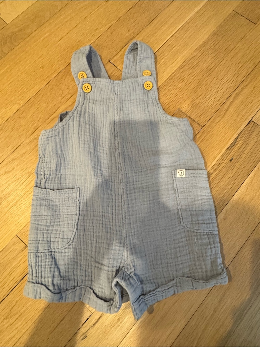 Little Planet Organic Light Blue Cotton Gauze Kids Romper with Button Straps